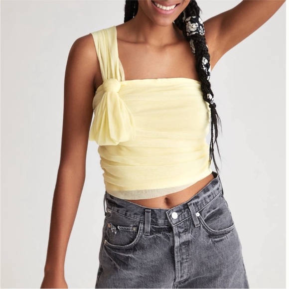 Maeve Tops - Maeve Light Yellow Crop Top